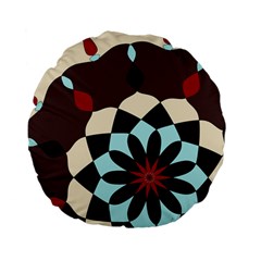 Red And Black Flower Pattern Standard 15  Premium Flano Round Cushions by digitaldivadesigns