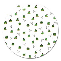 Cactus Pattern Magnet 5  (round) by Valentinaart