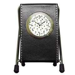 Cactus Pattern Pen Holder Desk Clocks by Valentinaart