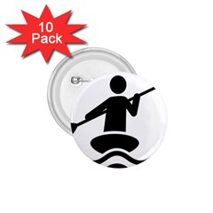 Cropped Kayak Graphic Race Paddle Black Water Sea Wave Beach 1 75  Buttons (10 Pack) by Mariart