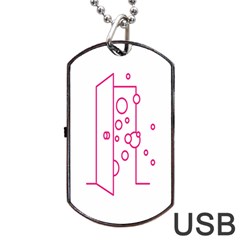 Deep Clean Bubbel Door Pink Polka Circle Dog Tag Usb Flash (one Side) by Mariart