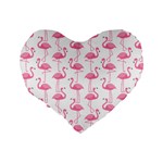Pink Flamingos Pattern Standard 16  Premium Flano Heart Shape Cushions Back