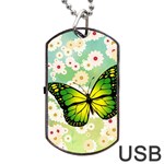 Green Butterfly Dog Tag USB Flash (One Side) Front