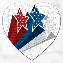 Star Red Blue White Line Space Jigsaw Puzzle (heart) by Mariart