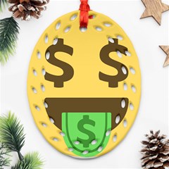 Money Face Emoji Oval Filigree Ornament (two Sides) by BestEmojis
