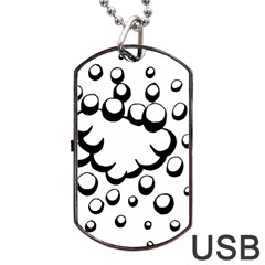 Splash Bubble Black White Polka Circle Dog Tag Usb Flash (two Sides) by Mariart