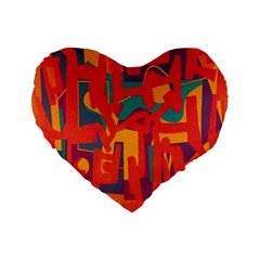 Abstract Art Standard 16  Premium Flano Heart Shape Cushions by ValentinaDesign