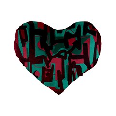 Abstract Art Standard 16  Premium Flano Heart Shape Cushions by ValentinaDesign
