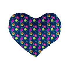Summer Pattern Standard 16  Premium Flano Heart Shape Cushions by ValentinaDesign