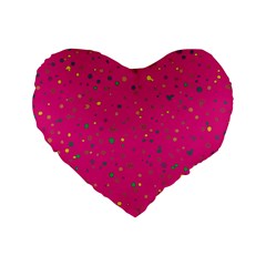 Dots Pattern Standard 16  Premium Flano Heart Shape Cushions by ValentinaDesign