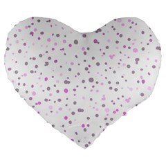 Dots Pattern Large 19  Premium Heart Shape Cushions by ValentinaDesign