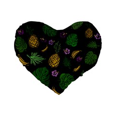 Tropical Pattern Standard 16  Premium Flano Heart Shape Cushions by Valentinaart