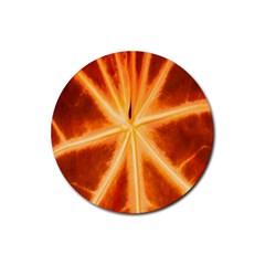 Red Leaf Macro Detail Rubber Coaster (round)  by Nexatart