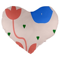 Lip Sexy Flower Tulip Heart Pink Red Blue Green Love Large 19  Premium Flano Heart Shape Cushions by Mariart