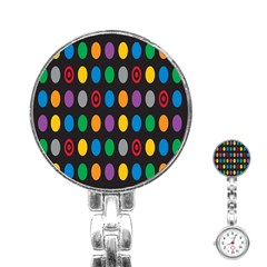 Polka Dots Rainbow Circle Stainless Steel Nurses Watch by Mariart