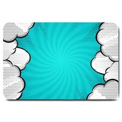 Blue Comic Vintage Large Doormat  by LimeGreenFlamingo