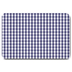 Usa Flag Blue Large Gingham Check Plaid  Large Doormat  by PodArtist