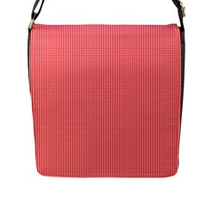 Christmas Red Velvet Mini Gingham Check Plaid Flap Messenger Bag (l)  by PodArtist