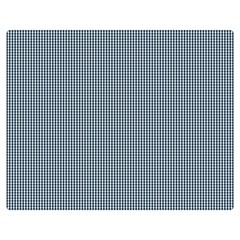 Silent Night Blue Mini Gingham Check Plaid Double Sided Flano Blanket (medium)  by PodArtist