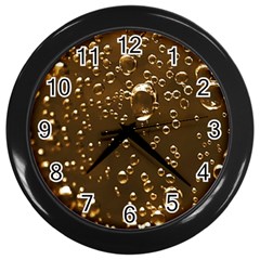 Festive Bubbles Sparkling Wine Champagne Golden Water Drops Wall Clocks (black) by yoursparklingshop