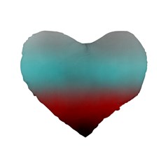Frosted Blue And Red Standard 16  Premium Flano Heart Shape Cushions by digitaldivadesigns