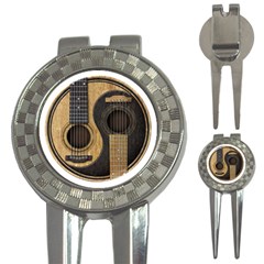 Old And Worn Acoustic Guitars Yin Yang 3-in-1 Golf Divots by JeffBartels