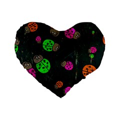 Abstract Bug Insect Pattern Standard 16  Premium Flano Heart Shape Cushions by BangZart