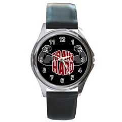 Train Hard Round Metal Watch by Valentinaart