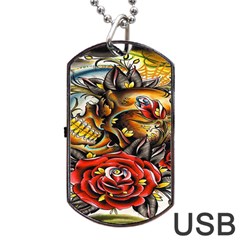 Flower Art Traditional Dog Tag Usb Flash (one Side) by BangZart