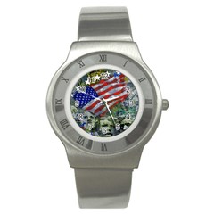 Usa United States Of America Images Independence Day Stainless Steel Watch by BangZart