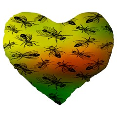 Insect Pattern Large 19  Premium Heart Shape Cushions by BangZart