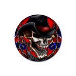 Confederate Flag Usa America United States Csa Civil War Rebel Dixie Military Poster Skull Rubber Round Coaster (4 pack)  Front