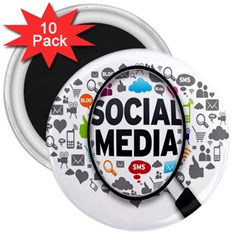 Social Media Computer Internet Typography Text Poster 3  Magnets (10 Pack)  by BangZart