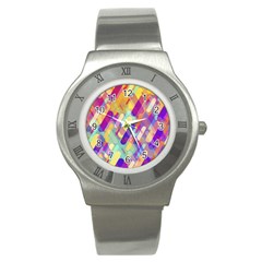 Colorful Abstract Background Stainless Steel Watch by TastefulDesigns