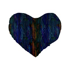 Stylish Colorful Strips Standard 16  Premium Flano Heart Shape Cushions by gatterwe