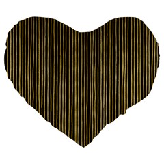 Stylish Golden Strips Large 19  Premium Heart Shape Cushions by gatterwe