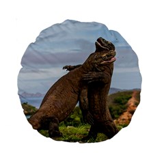 Komodo Dragons Fight Standard 15  Premium Round Cushions by Nexatart