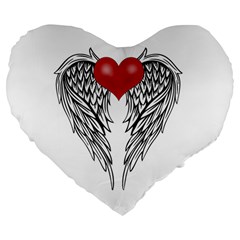 Angel Heart Tattoo Large 19  Premium Flano Heart Shape Cushions by Valentinaart