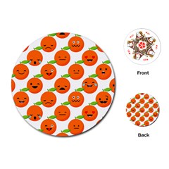 Seamless Background Orange Emotions Illustration Face Smile  Mask Fruits Playing Cards (round)  by Mariart