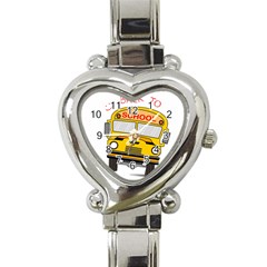 Back To School - School Bus Heart Italian Charm Watch by Valentinaart