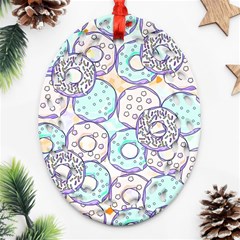 Donuts Pattern Oval Filigree Ornament (two Sides) by ValentinaDesign