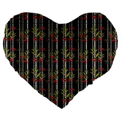Bamboo Pattern Large 19  Premium Heart Shape Cushions by ValentinaDesign