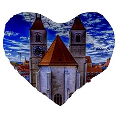 Steeple Church Building Sky Great Large 19  Premium Heart Shape Cushions by Nexatart