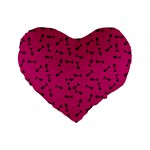 Fish bones pattern Standard 16  Premium Flano Heart Shape Cushions Front