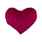 Fish bones pattern Standard 16  Premium Flano Heart Shape Cushions Back