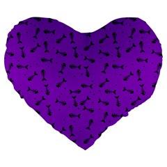 Fish Bones Pattern Large 19  Premium Heart Shape Cushions by ValentinaDesign