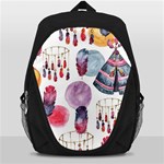 Boho Tribal Watercolor White Pattern Backpack Bag Front
