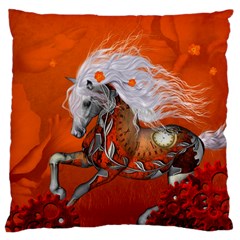 Steampunk, Wonderful Wild Steampunk Horse Large Cushion Case (two Sides) by FantasyWorld7
