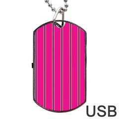Pink Line Vertical Purple Yellow Fushia Dog Tag Usb Flash (two Sides) by Mariart