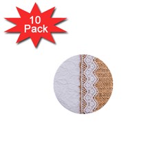 Parchement,lace And Burlap 1  Mini Buttons (10 Pack)  by NouveauDesign